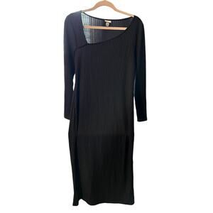 Girl's Black Sweater Dress Tea Length with Cloth Belt by Who What Wear -M